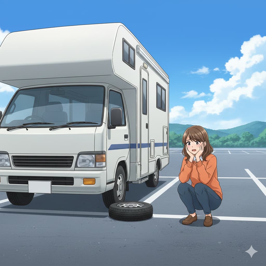 キャンピングカーの出張パンク修理・スペアタイヤ交換